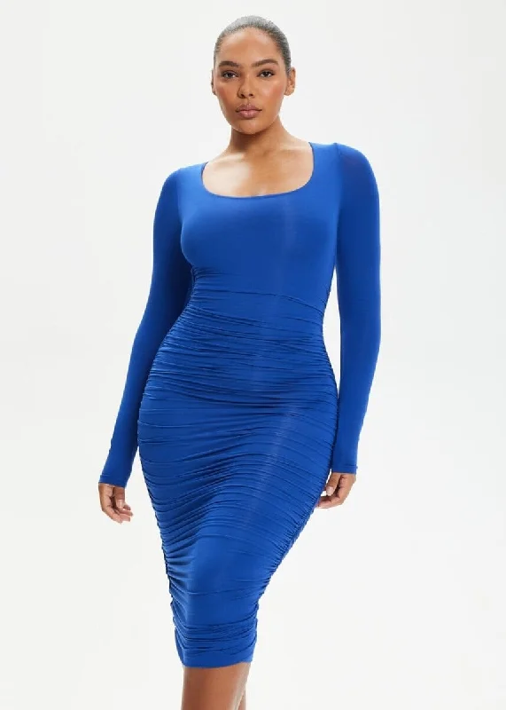 PowerMesh Ruching Long Sleeve Dress